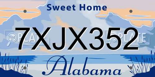 7XJX352 Alabama License Plate