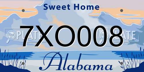 7XO008 Alabama License Plate
