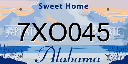 7XO045 Alabama License Plate