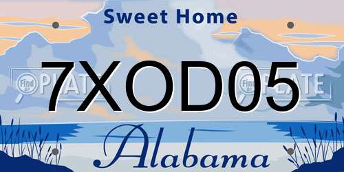 7XOD05 Alabama License Plate