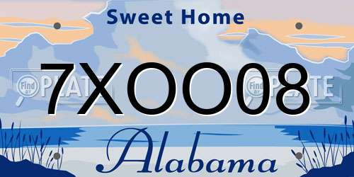 7XOO08 Alabama License Plate