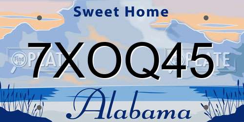 7XOQ45 Alabama License Plate