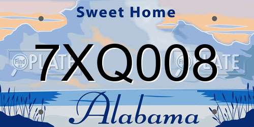 7XQ008 Alabama License Plate