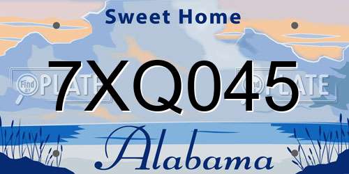 7XQ045 Alabama License Plate