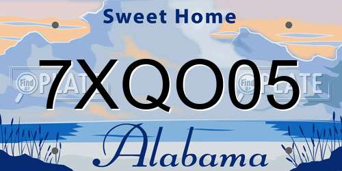 7XQO05 Alabama License Plate