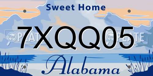 7XQQ05 Alabama License Plate