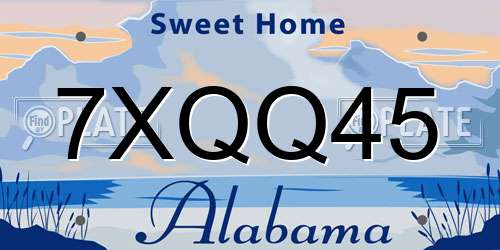 7XQQ45 Alabama License Plate