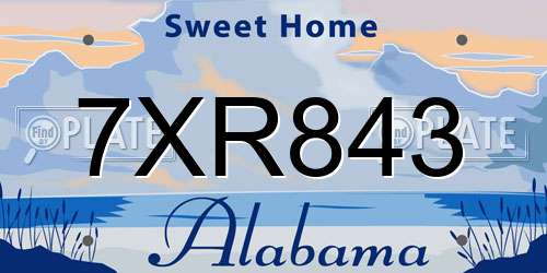 7XR843 Alabama License Plate