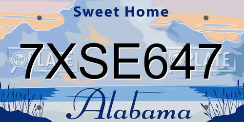 7XSE647 Alabama License Plate