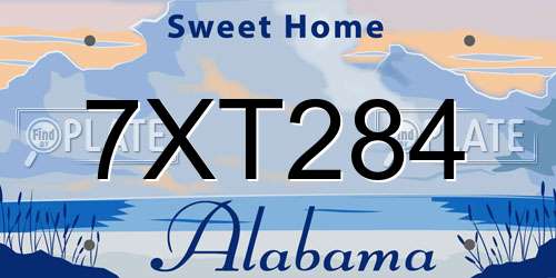 7XT284 Alabama License Plate