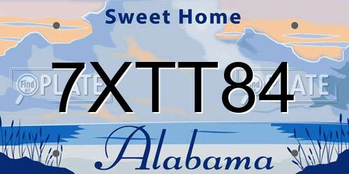 7XTT84 Alabama License Plate