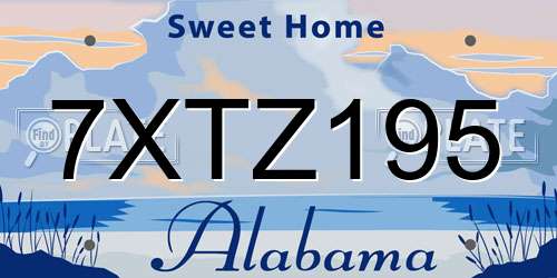7XTZ195 Alabama License Plate