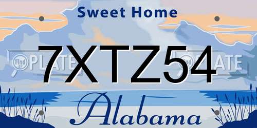 7XTZ54 Alabama License Plate