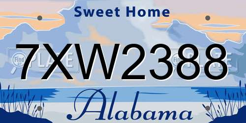 7XW2388 Alabama License Plate