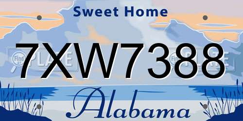 7XW7388 Alabama License Plate