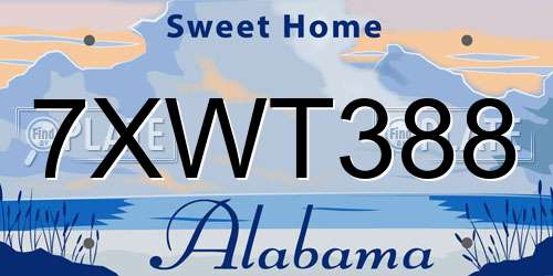 7XWT388 Alabama License Plate
