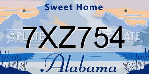 7XZ754 Alabama License Plate