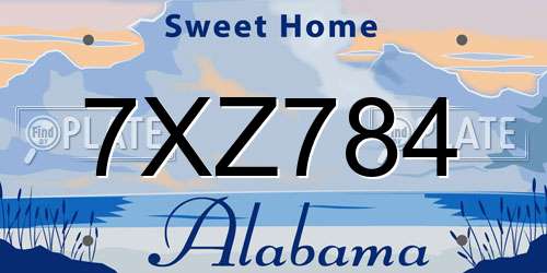 7XZ784 Alabama License Plate