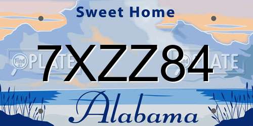 7XZZ84 Alabama License Plate