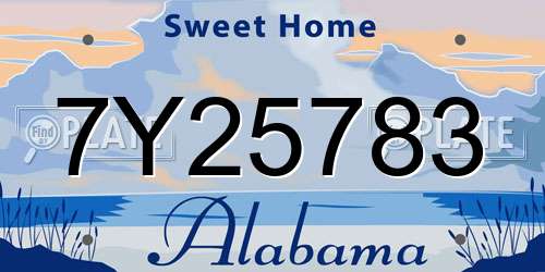 7Y25783 Alabama License Plate