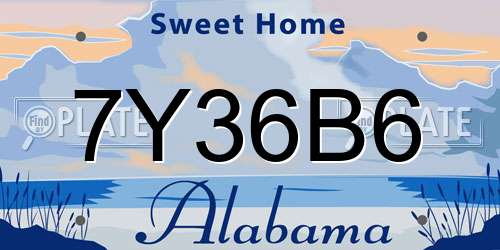 7Y36B6 Alabama License Plate
