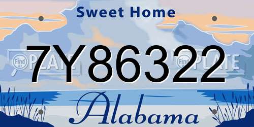 7Y86322 Alabama License Plate