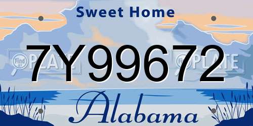 7Y99672 Alabama License Plate