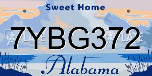 7YBG372 Alabama License Plate