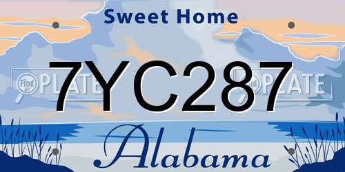 7YC287 Alabama License Plate
