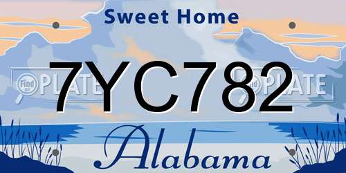 7YC782 Alabama License Plate