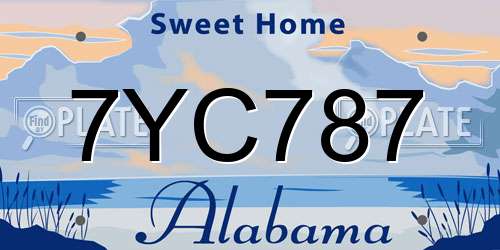 7YC787 Alabama License Plate