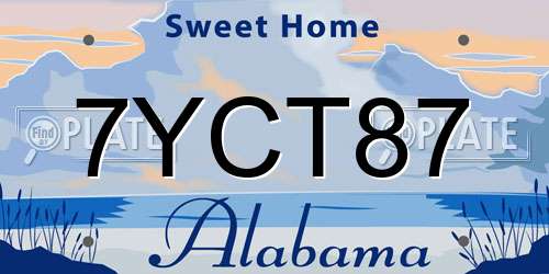 7YCT87 Alabama License Plate