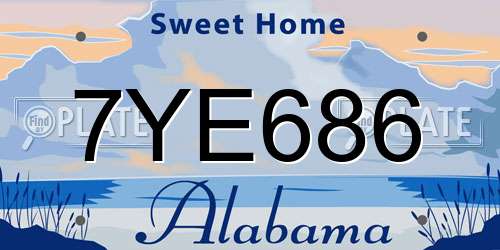 7YE686 Alabama License Plate