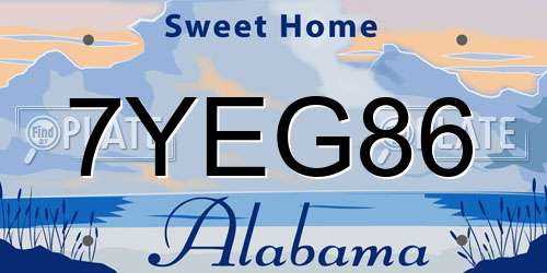 7YEG86 Alabama License Plate