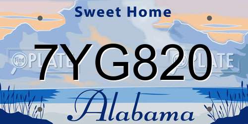 7YG820 Alabama License Plate