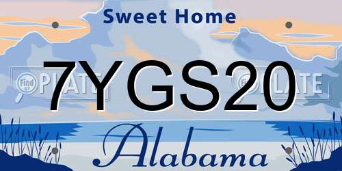 7YGS20 Alabama License Plate