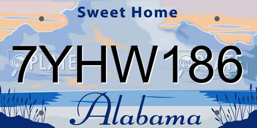 7YHW186 Alabama License Plate