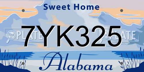 7YK325 Alabama License Plate