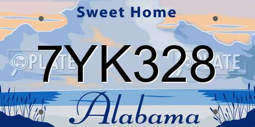 7YK328 Alabama License Plate