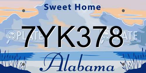 7YK378 Alabama License Plate