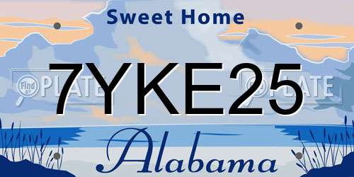 7YKE25 Alabama License Plate