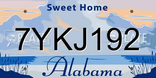 7YKJ192 Alabama License Plate