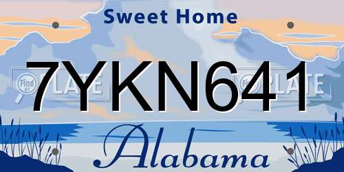 7YKN641 Alabama License Plate