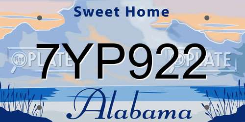 7YP922 Alabama License Plate