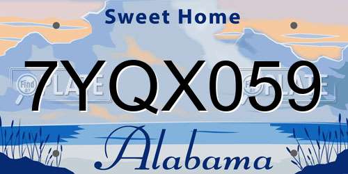 7YQX059 Alabama License Plate