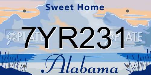 7YR231 Alabama License Plate
