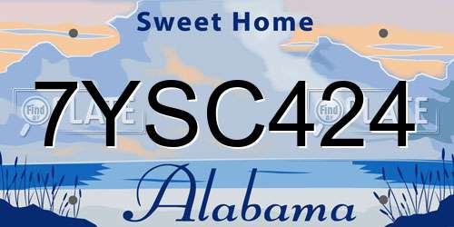 7YSC424 Alabama License Plate