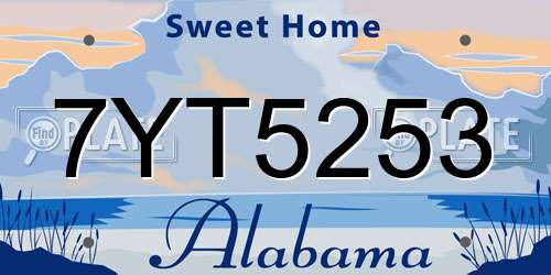 7YT5253 Alabama License Plate