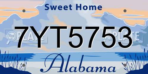 7YT5753 Alabama License Plate