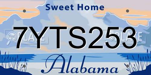 7YTS253 Alabama License Plate